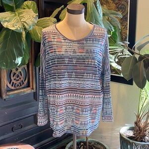 Zara Southwest Tribal Print oversized pullover top